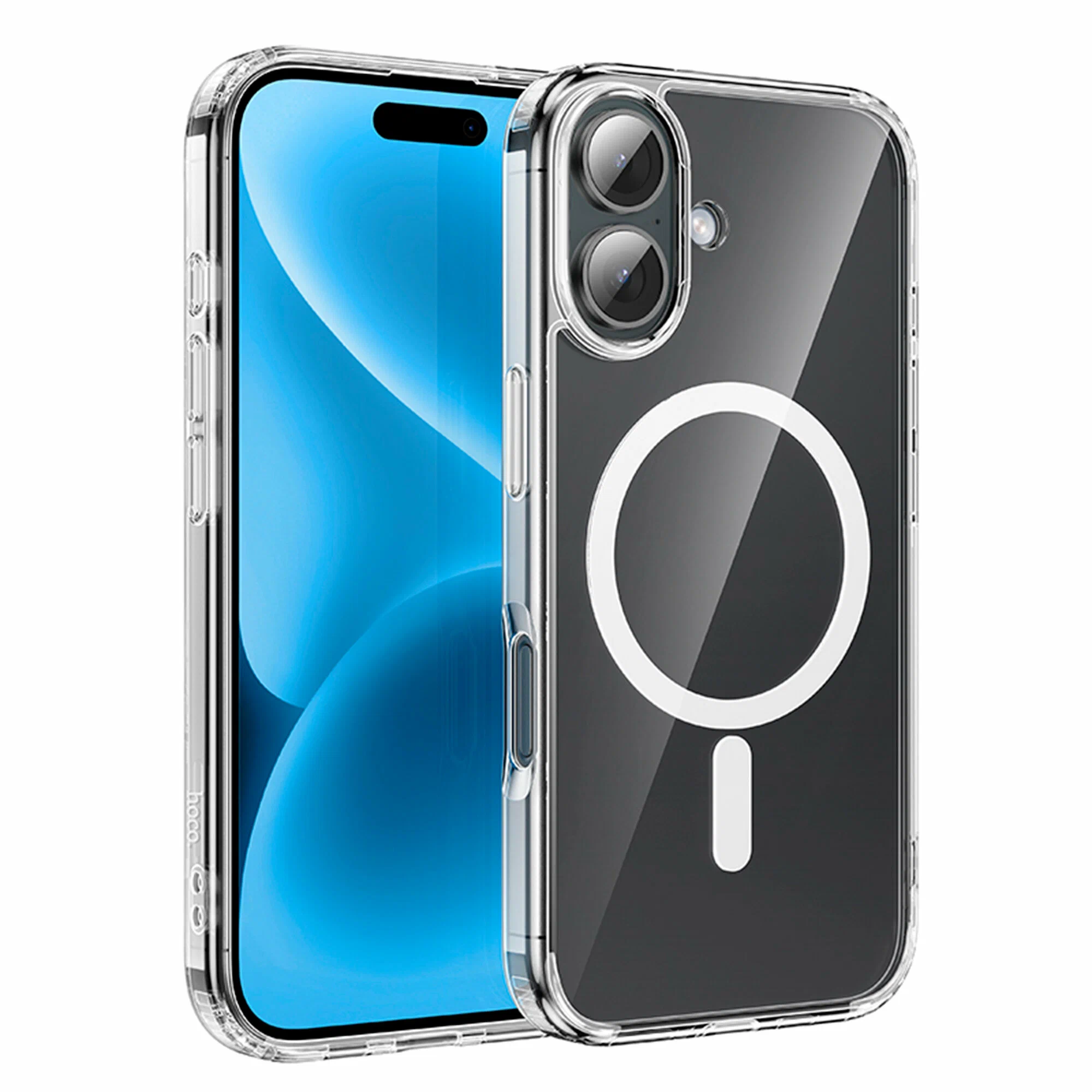 Чехол c магнитным кольцом HOCO Light series TPU case для iPhone 16 With MagSafe, прозрачный