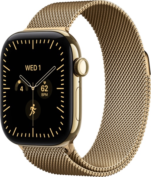 Часы Apple Watch Series 12 (2026), 46 мм, корпус из титана цвета «Radiant Gold», ремешок Titanium Milanese Loop цвета «Radiant Gold», золотой