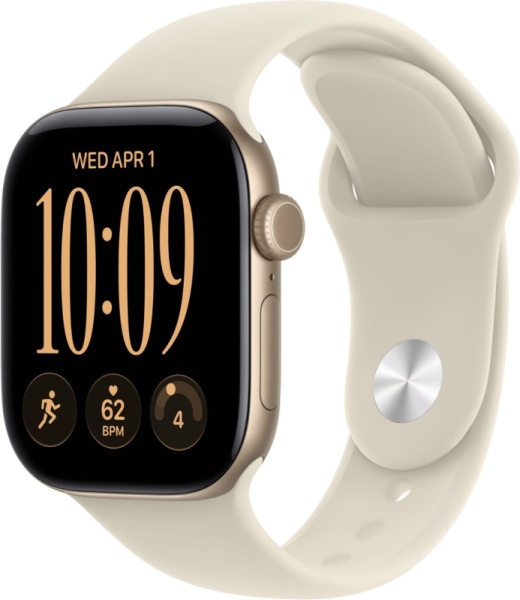 Часы Apple Watch Series 12 (2026), 46 мм, корпус из алюминия цвета «Light Gold», ремешок Sport Band цвета «Sand», песочный