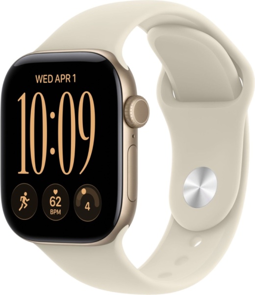Часы Apple Watch Series 12 (2026), 42 мм, корпус из алюминия цвета «Light Gold», ремешок Sport Band цвета «Sand», песочный