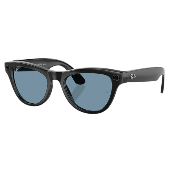 Умные очки Ray-Ban Meta Skyler RW4010 (Глянцевая чёрная оправа, линзы прозрачно-голубые)