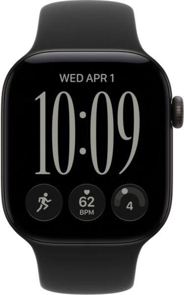 Часы Apple Watch Series 12 (2026), 46 мм, корпус из алюминия цвета «Black», ремешок Sport Band цвета «Black», чёрный