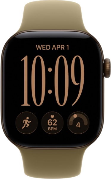 Часы Apple Watch Series 12 (2026), 46 мм, корпус из алюминия цвета «Dark bronze», ремешок Sport Band цвета «Olive», оливковый