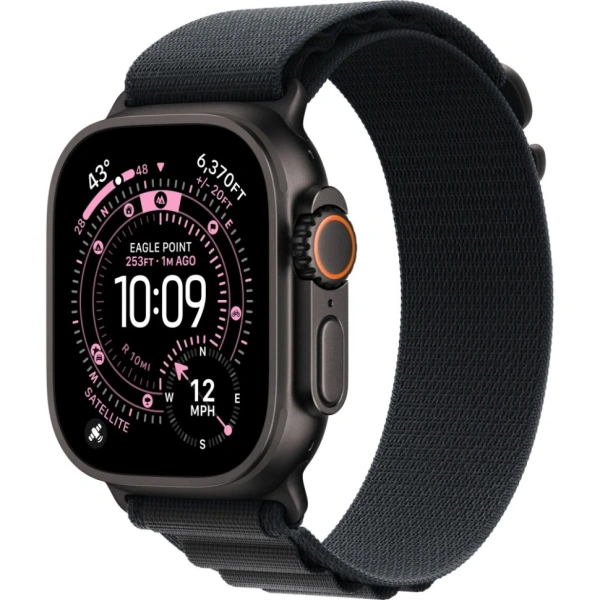 Часы Apple Watch Ultra 3 (2025), 49 мм, корпус из титана цвета «Black», ремешок Alpine Loop цвета «Black», чёрный