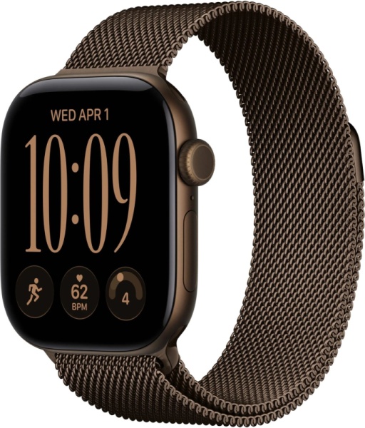 Часы Apple Watch Series 12 (2026), 42 мм, корпус из алюминия цвета «Dark Bronze», ремешок Titanium Milanese Loop цвета «Dark Bronze», бронзовый
