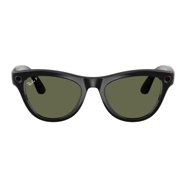 Умные очки Ray-Ban Meta Skyler RW4010 (Глянцевая чёрная оправа, линзы зелёные)