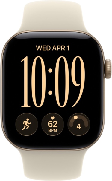 Часы Apple Watch Series 12 (2026), 46 мм, корпус из алюминия цвета «Light Gold», ремешок Sport Band цвета «Sand», песочный
