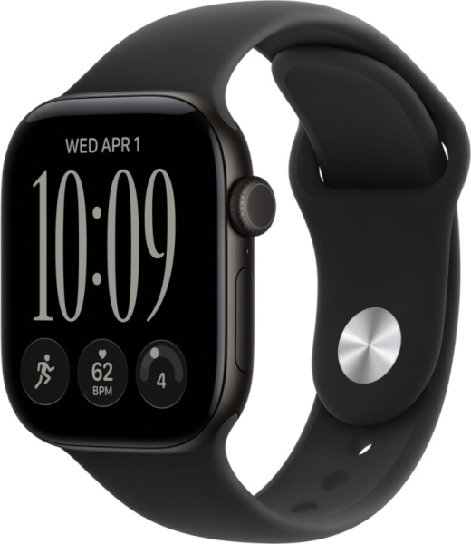 Часы Apple Watch Series 12 (2026), 46 мм, корпус из алюминия цвета «Black», ремешок Sport Band цвета «Black», чёрный