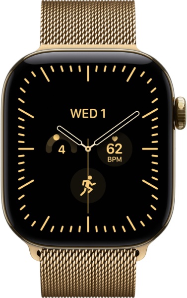 Часы Apple Watch Series 12 (2026), 42 мм, корпус из титана цвета «Radiant Gold», ремешок Titanium Milanese Loop цвета «Radiant Gold», золотой